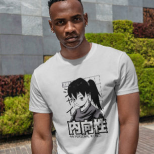 T-shirt Shy Anime Girl Avec Ponytail