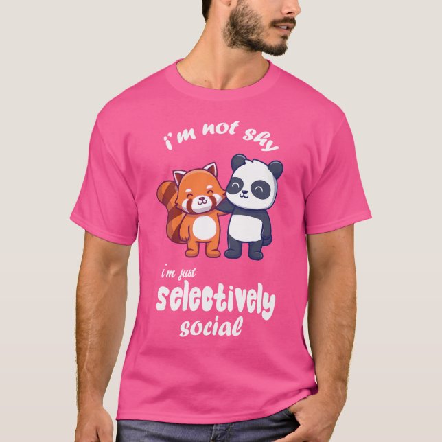 T-shirt Shy Red Panda Je Ne Suis Pas Anti Social Je Suis S (Devant)