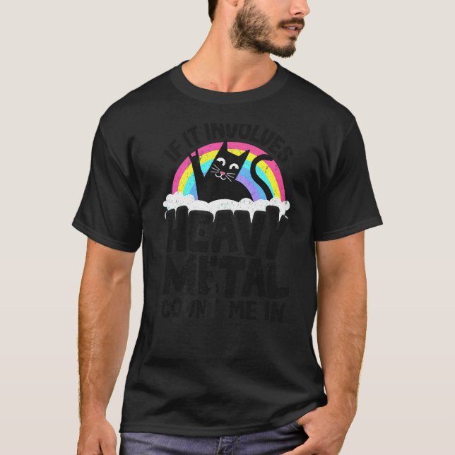 T-shirt Si cela implique du heavy metal, comptez-moi Cat M (Devant)