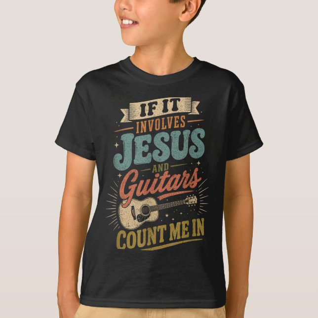T-shirt Si cela implique Jésus et guitares Guitariste (Devant)