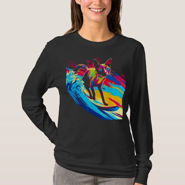 T-shirt Siamese Cat Surf (Devant)