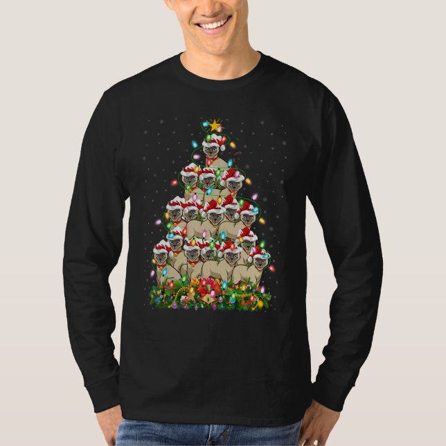 T-shirt Siamese Cat   Xmas Santa Siamese Cat Christmas Tre (Devant)