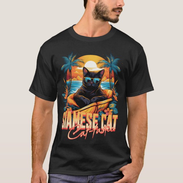 T-shirt Siamese Chat Famille Cattastic (Devant)