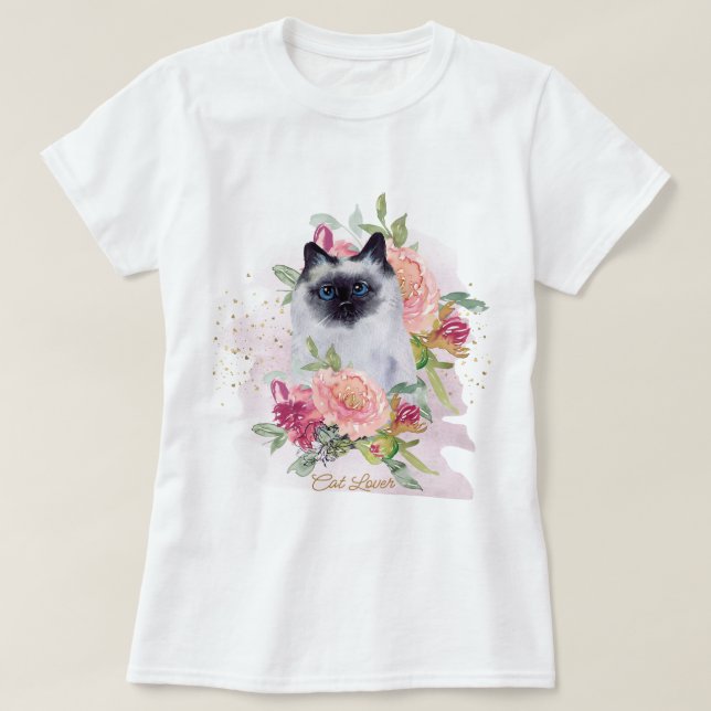 T-shirt Siamese Chat Maman Pet Lover Bonne Fête des mères (Design devant)