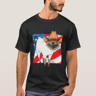 T-shirt Siamese Chat Merica 4 juillet Patriotique Américai
