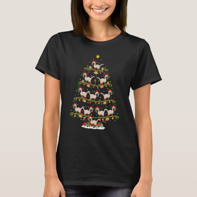T-shirt Siamese Chat Noël Père Noël Siamese Chat Arbre de  (Devant)