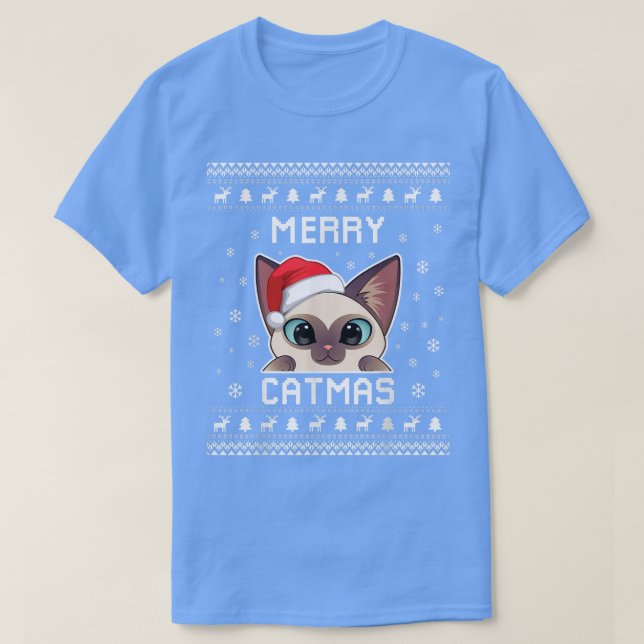 T-shirt Siamese Chat propriétaire laide pull de Noël pour  (Design devant)