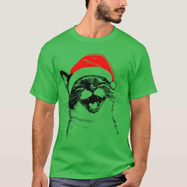 T-shirt Siamese Christmas Cat (Devant)
