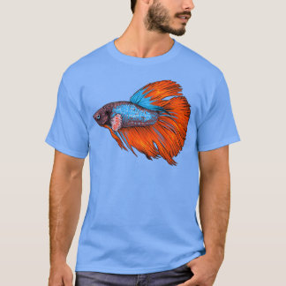 T-shirt Siamese combat poisson ornemental poisson cadeau d