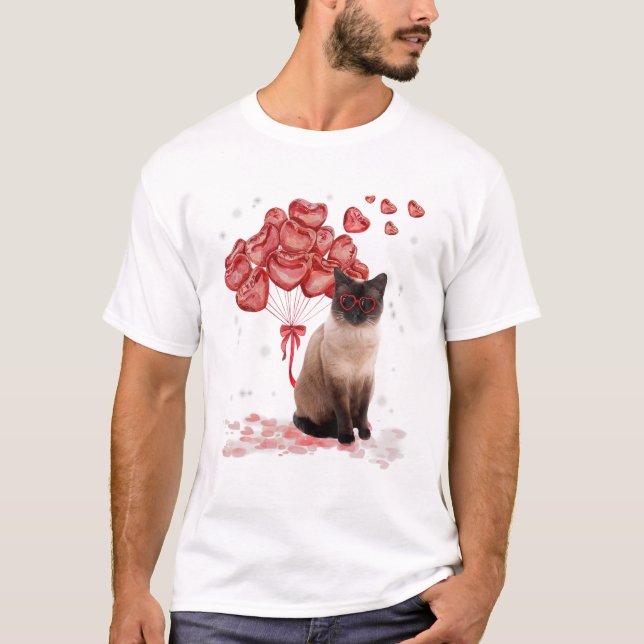 T-shirt Siamese Heart Valentines (Devant)