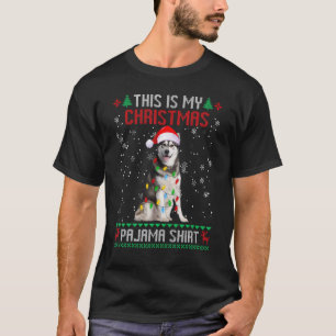 T-shirt Siberian Husky Lumières de Noël Arbre hideux Famil