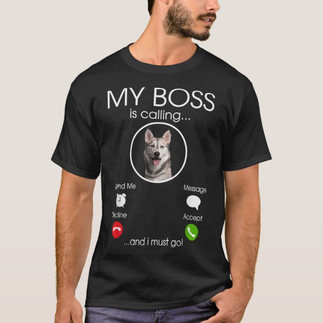 T-shirt Siberian Husky My Boss (Devant)