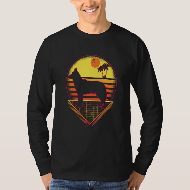 T-shirt Siberian Husky Retro Sunset Vintage  Dog (Devant)