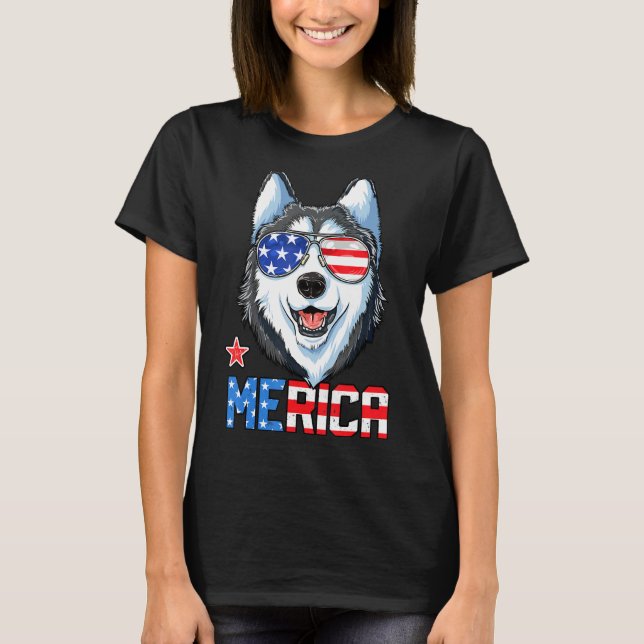 T-shirt Sibérie Husky 4 juillet Merica Hommes Femmes Améri (Devant)