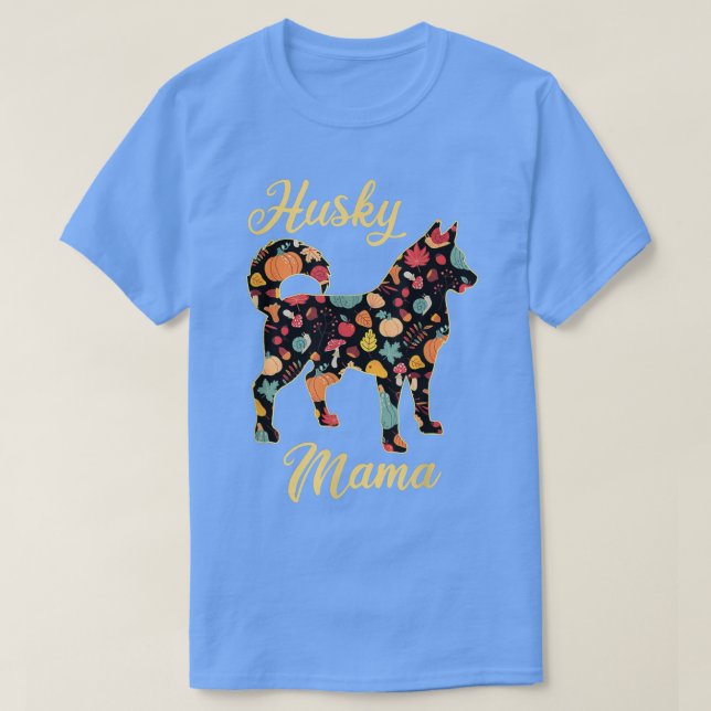 T-shirt Sibérie Husky Automne Motif Citrouille Automne Feu (Design devant)