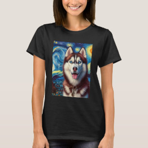 T-shirt Sibérie Husky Chien Art Van Gogh Starry Nuit Siber