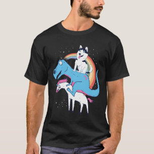 T-shirt Sibérie Husky Dinosaur équitation Unicorn Rex Hu