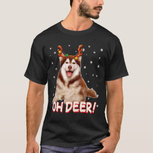 T-shirt Sibérie Husky Oh Deer Drôle Chien Noël