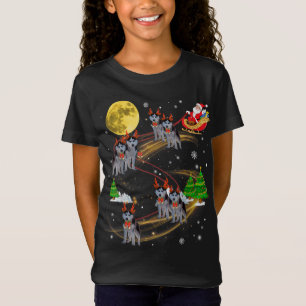 T-Shirt Sibérie Husky Reindeer Christmas Chien Riding Père