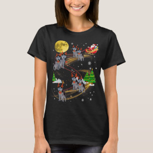 T-shirt Sibérie Husky Reindeer Christmas Chien Riding Père