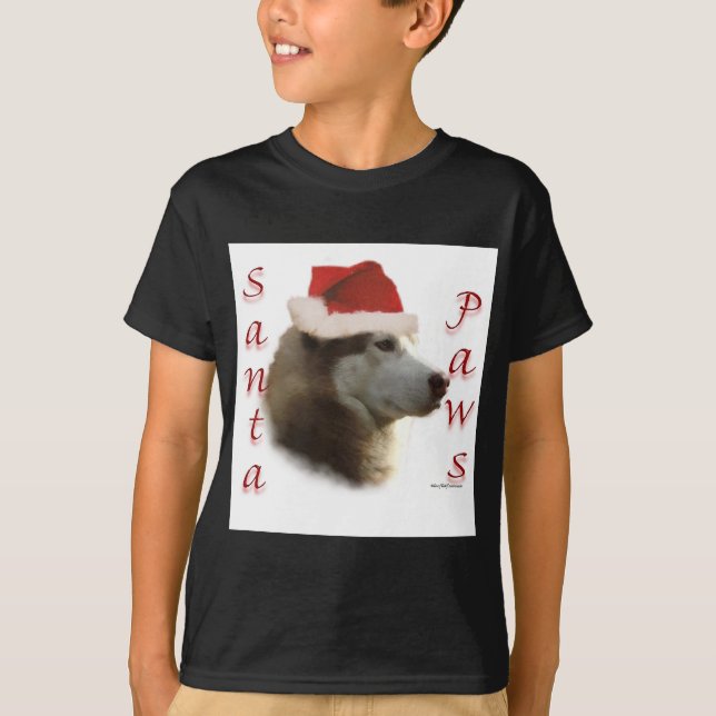 T-shirt Sibérien Husky Père Noël Paws (Devant)
