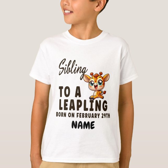 T-shirt Sibling to Leap année anniversaire Leaping Baby Gi (Devant)