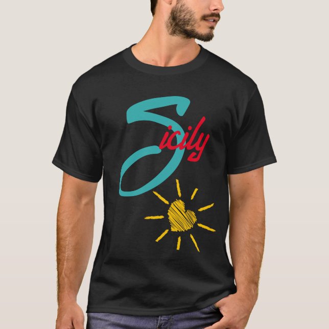 T-shirt Sicile avec coeur ensoleillé (Devant)