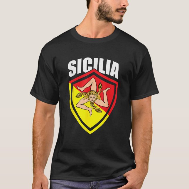 T-shirt Sicile Drapeau Sicile Palerme Italie T Chemise (Devant)