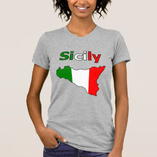 T-shirt Sicile et carte en italien Drapeau couleurs T-shir