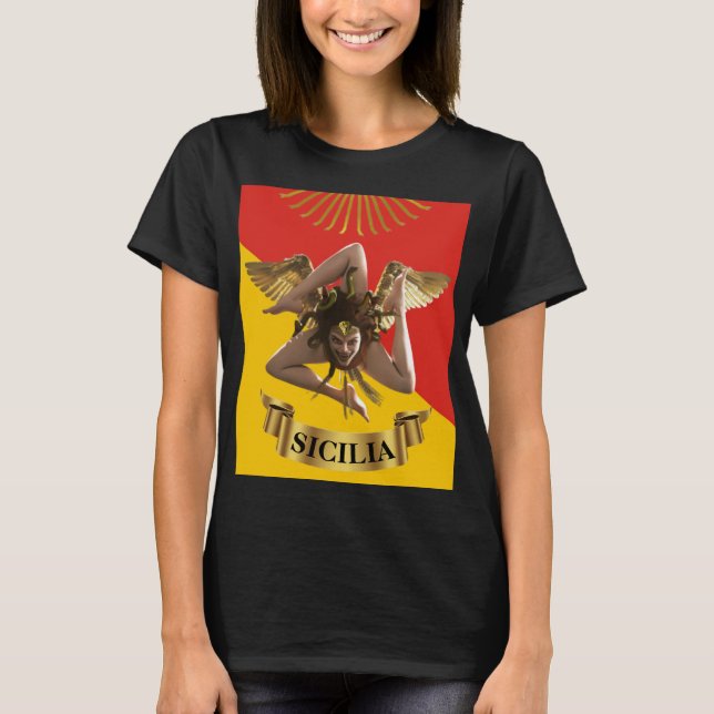 T-shirt Sicile / Méduse sicilienne Trinacrie   (Devant)