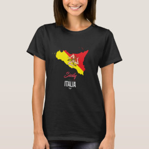 T-shirt Sicile Signe J'aime Sicile, Sicile Italie Illustra