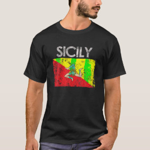 T-shirt Sicile vintage Sicile Drapeau Fierté Cadeau T Chem