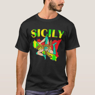 T-shirt Sicile vintage Sicilienne Drapeau Pride T Chemise