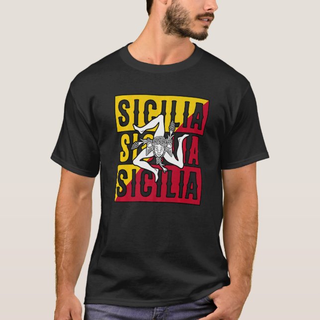 T-shirt Sicilia Flag Sicily Palermo Italy (Devant)