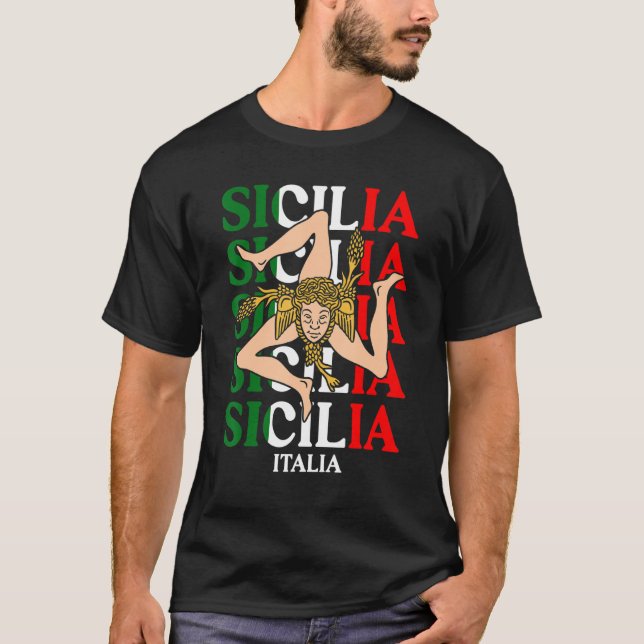 T-shirt Sicilia Flag Sicily Palermo Italy 22 (Devant)