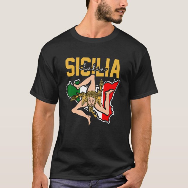 T-shirt Sicilia Flag Sicily Palermo Italy 32 (Devant)