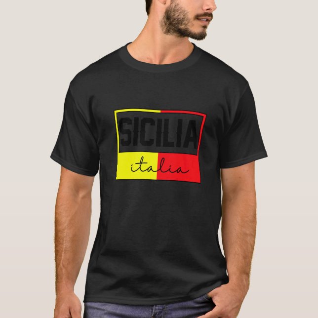 T-shirt Sicilia Flag Sicily Palermo Italy  33 (Devant)