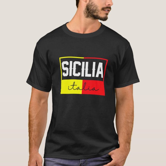 T-shirt Sicilia Flag Sicily Palermo Italy  39 (Devant)