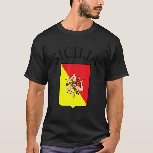 T-shirt Sicilia Flag Sicily Palermo Italy 5 (Devant)