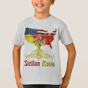 T-shirt Sicilienne Roots USA Drapeau Héritage