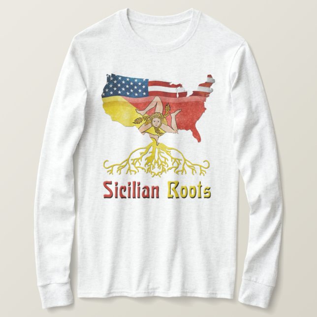 T-shirt Sicilienne Roots USA Drapeau Héritage (Design devant)