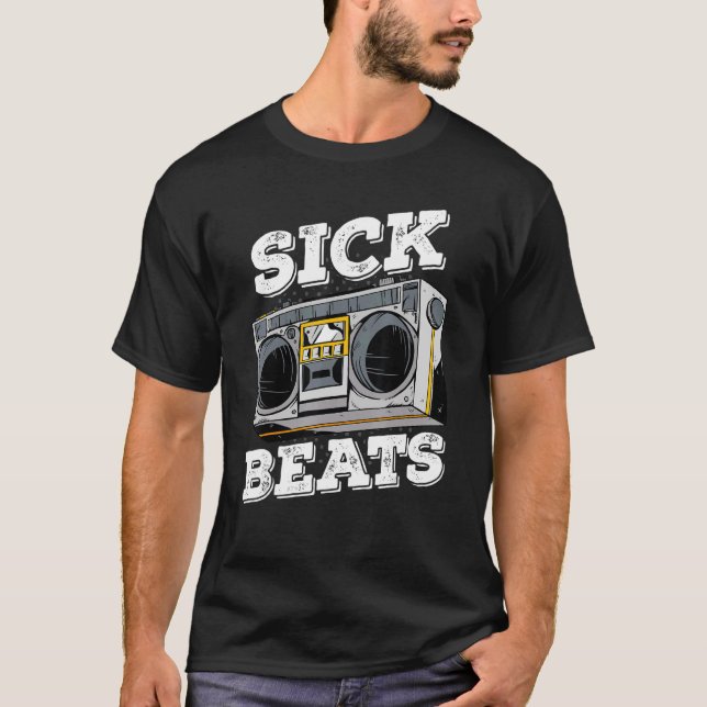 T-shirt Sick Beats Boombox Musicien Musique Stéréo (Devant)