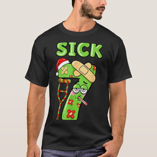 T-shirt Sick Seven Meme 67 Number Santa Hat Christmas Men  (Devant)