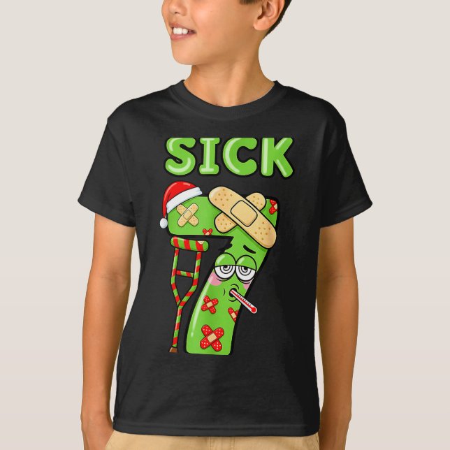 T-shirt Sick Seven Meme 67 Number Santa Hat Christmas Men  (Devant)