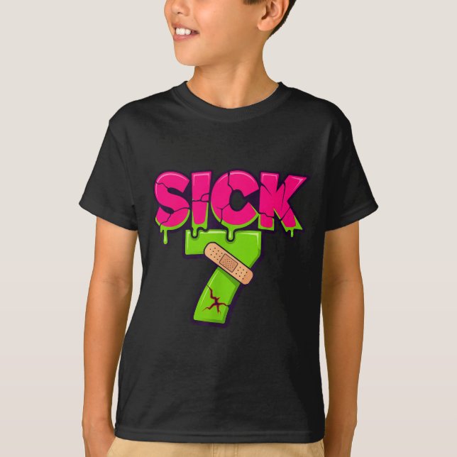 T-shirt Sick Seven Meme Tee Six Seven Fun Wordplay Drip  (Devant)