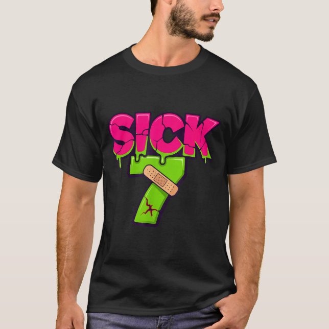 T-shirt Sick Seven Meme Tee Six Seven Fun Wordplay Drip  (Devant)