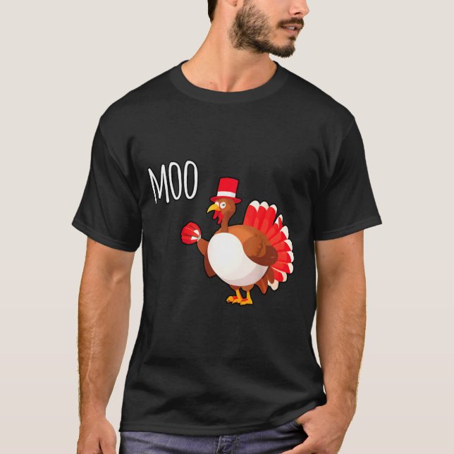 T-shirt Side Eye Moo Turkey Funny Thanksgiving Autumn Fall (Devant)