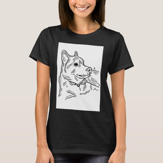 T-shirt Side Husky Illustration Animal Art Long (Devant)
