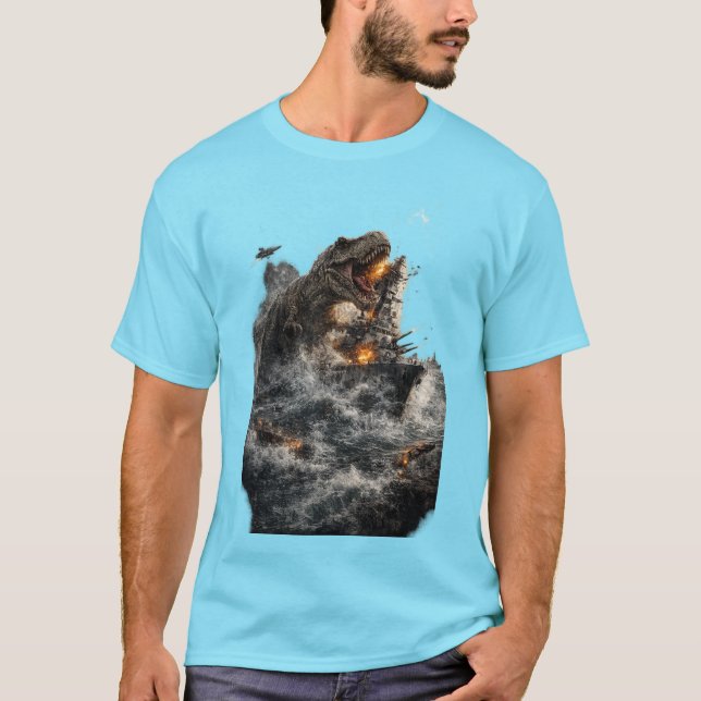 T-shirt Siège de la tempête T-Rex. (Devant)