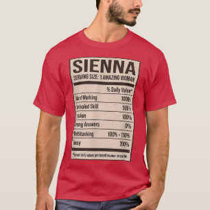 T-shirt Sienna Valeurs Nutritionnelles Nom Surnom Alias Ti